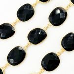 Load image into Gallery viewer, Black Onyx Organic Shape Bezel Gold Plated Wire Chain. ON16
