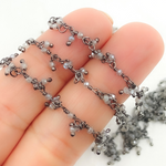 Load image into Gallery viewer, Coated Grey Moonstone Cluster Dangle Oxidized Wire Chain. CMS33