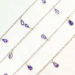 Load image into Gallery viewer, Purple Color Cubic Zirconia Pear Shape Dangle Chain. CZ60