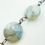 Load image into Gallery viewer, Coated Quartz Coin Shape Oxidized Wire Chain. CQU11