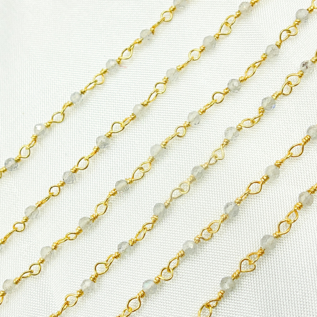 Labradorite Stone Gold Plated Wire Chain. LAB2