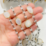 Load image into Gallery viewer, White Moonstone Oxidized Connected Wire Chain. MS33