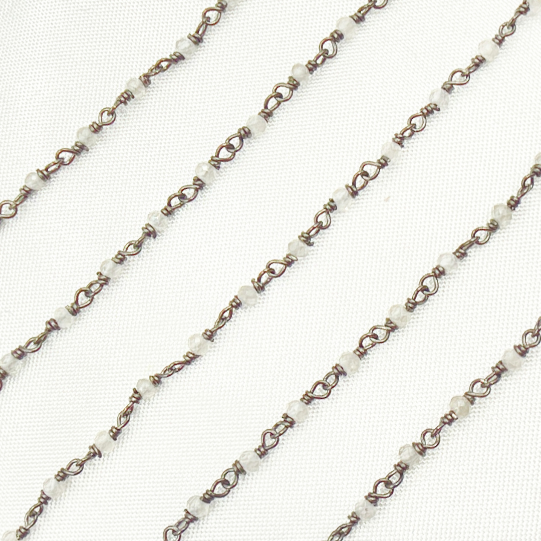 White Zircon Oxidized Wire Chain. NZ2