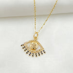 Load image into Gallery viewer, 14K Solid Gold Evil Eye Pendant with Diamonds & Stone. GDP367
