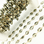 Load image into Gallery viewer, Pyrite Oval Shape Gold Plated Wire Chain. PYR50