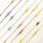 Load image into Gallery viewer, Multi Color Cubic Zirconia Rectangular Shape Connected Chain. CZ46
