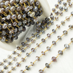 Load image into Gallery viewer, Coated Taupe Moonstone Gold Plated Wire Chain. CMS82