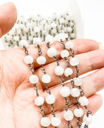 Load image into Gallery viewer, Rainbow Moonstone Round Shape Oxidized Wire Chain. WMS23