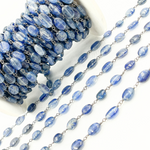 Load image into Gallery viewer, Kyanite Oval Oxidized 925 Sterling Silver Wire Chain. KYA11