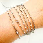 Load image into Gallery viewer, Multi Moonstone & Round CZ Wire Wrap Chain. MMS14