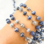 Load image into Gallery viewer, Coated Blue Quartz Oxidized Chain. CQU34