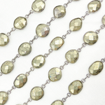 Load image into Gallery viewer, Pyrite Organic Shape Bezel Oxidized Wire Chain. PYR62