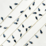 Load image into Gallery viewer, Coated Black Spinel Drop Dangle 925 Sterling Silver Wire Chain. CBS8