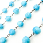 Load image into Gallery viewer, Turquoise Round Shape Oxidized Wire Chain. TRQ36