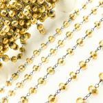 Load image into Gallery viewer, Golden Pyrite Faceted Rondel Oxidized Wire Chain. PYR42
