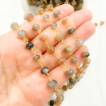 Load image into Gallery viewer, Multi Moonstone Gold Plated Wire Chain. CMS87