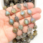 Load image into Gallery viewer, Labradorite Mix Shape Bezel Wire Chain. LAB16