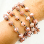 Load image into Gallery viewer, Coated Agate Peach Oxidized Wire Chains