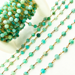 Load image into Gallery viewer, Amazonite Round Gold Plated Wire Chain. AMZ17