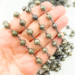 Load image into Gallery viewer, Pyrite Faceted Round Shape Oxidized Wire Chain. PYR47