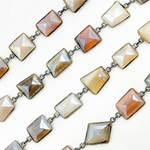 Load image into Gallery viewer, Coated Multi Moonstone Organic Shape Bezel Oxidized Wire Chain. CMS16
