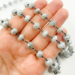 Load image into Gallery viewer, Coated Milky Aquamarine Oxidized Wire Chain. AQU3