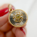 Load image into Gallery viewer, KSG49. 14k Solid Gold and Sterling Silver Black Rhodium Diamonds Circle Charm