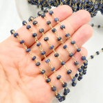 Load image into Gallery viewer, Dyed Blue Sapphire Gold Plated Wire Chain.