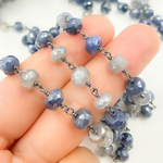 Load image into Gallery viewer, Coated Blue Quartz Oxidized Chain. CQU34