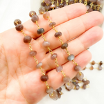 Load image into Gallery viewer, Chocolate Moonstone Gold Plated Wire Chain. MS43