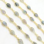 Load image into Gallery viewer, Labradorite Pear Shape Bezel Chain. LAB57