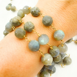 Load image into Gallery viewer, Labradorite Round Shape Gold Plated Wire Chain. LAB87