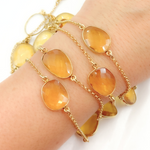 Load image into Gallery viewer, Hydro Quartz Citrine Organic Shape Bezel Gold Plated Connected Wire Chain