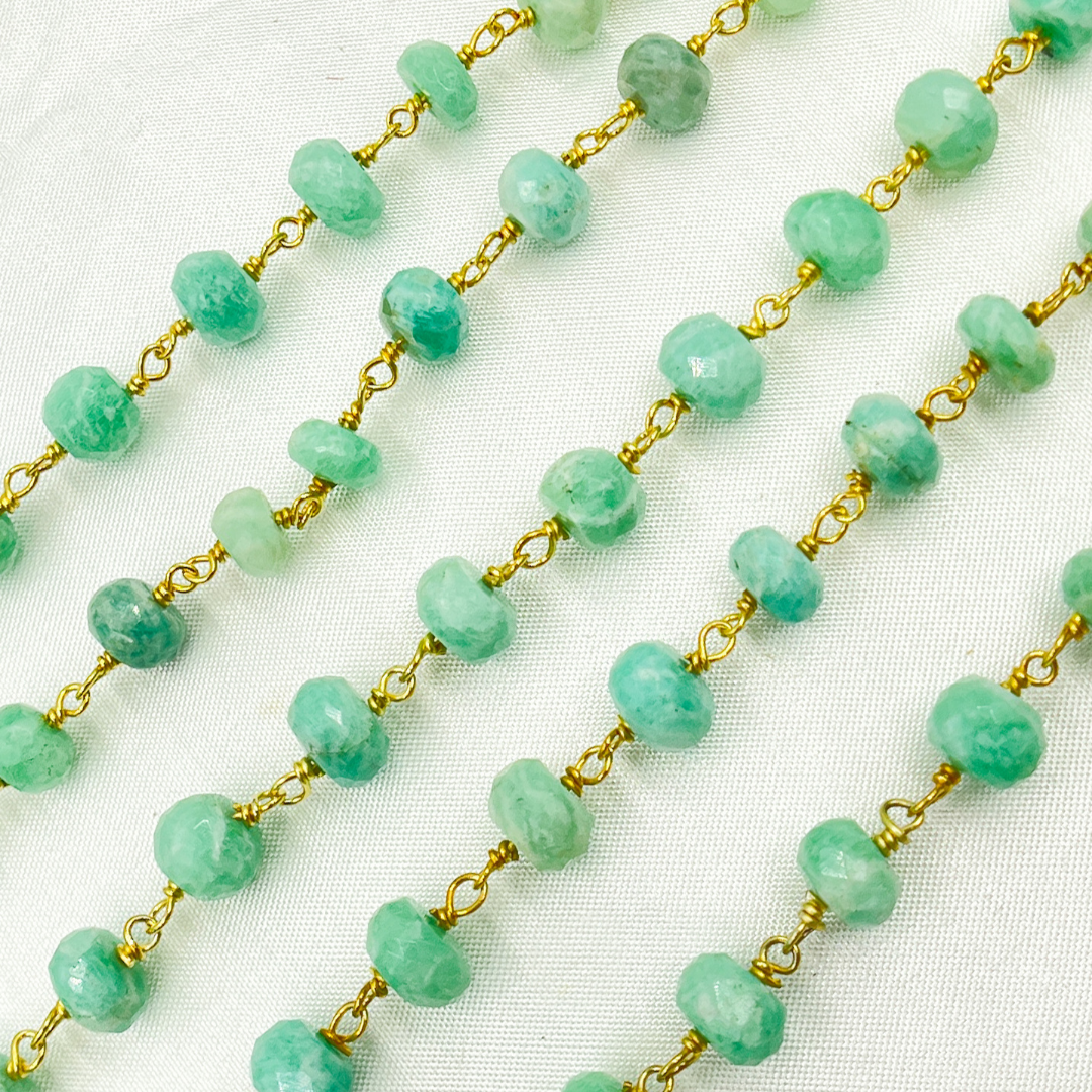 Amazonite Gold Plated Wire Chain. AMZ14