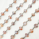 Load image into Gallery viewer, Coated Rondel Moonstone Oxidized Wire Chain. CMS74