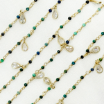 Load image into Gallery viewer, Chrysocolla & CZ Dangle Gold Plated Wire Chain. CHR28