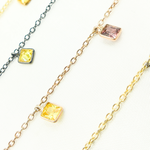 Load image into Gallery viewer, Multi Color Cubic Zirconia Square Shape Dangle Chain. CZ39