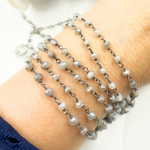 Load image into Gallery viewer, Coated Cyloni Moonstone Black Rhodium 925 Sterling Silver Wire Chain. CMS54
