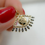 Load image into Gallery viewer, 14K Solid Gold Evil Eye Pendant with Diamonds & Stone. GDP367