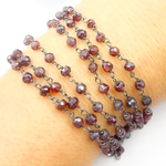 Load image into Gallery viewer, Coated Garnet Moonstone Black Rhodium 925 Sterling Silver Wire Chain. CGR1