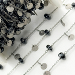 Load image into Gallery viewer, Black Spinel and Dangle Disc Oxidized Wire Chain. BSP35
