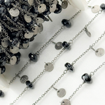 Load image into Gallery viewer, Black Spinel and Dangle Disc Oxidized Wire Chain. BSP35