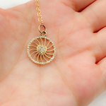 Load image into Gallery viewer, 14K Solid Gold Circle Charm with Heart Diamond. GDP376