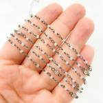 Load image into Gallery viewer, Coated Moonstone & CZ Combination Oxidized Wire Chain. CMS63