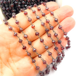 Load image into Gallery viewer, Coated Garnet Moonstone Black Rhodium 925 Sterling Silver Wire Chain. CGR1