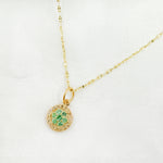 Load image into Gallery viewer, 14k Solid Gold Diamond and Gemstone Circle Charm. GDP394