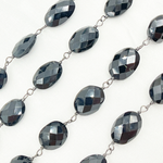 Load image into Gallery viewer, Black Spinel Organic Shape Bezel Oxidized Wire Chain.