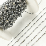 Load image into Gallery viewer, Rainbow Moonstone Oxidized Wire Chain. MS47