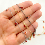Load image into Gallery viewer, Red Color Cubic Zirconia Pear Shape Dangle Chain. CZ58