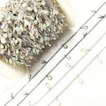 Load image into Gallery viewer, Created White Opal Tear Drop Shape Dangle Chain. CWO6